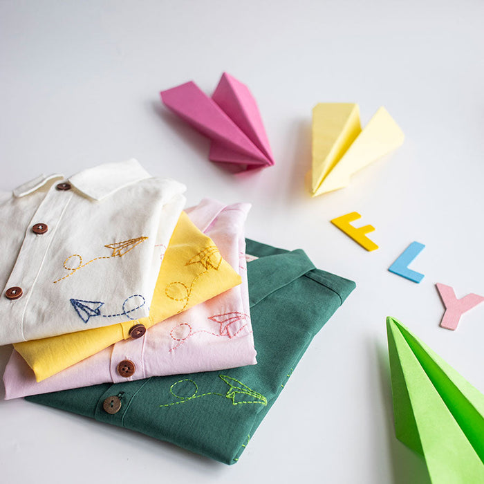 Fly High Embroidered Formal Shirt - Yellow (1-8 Years)