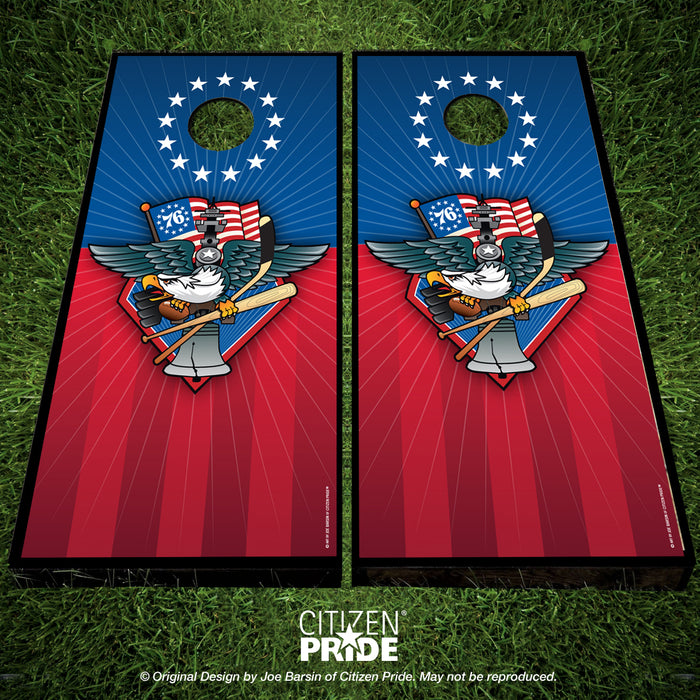 Fly, Philly, Fly! Sports Fan Crest Cornhole Boards, 24x48"