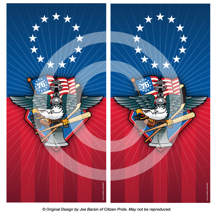 Fly, Philly, Fly! Sports Fan Crest Cornhole Board Vinyl Skin Wraps, 24x48"