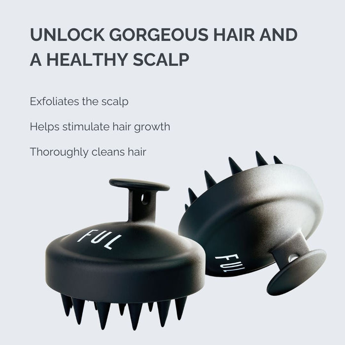 FUL Scalp Massager Brush In Black – Silicone Exfoliator For Hair Growth, Flakes & Deep Cleansing - The LTL Shop