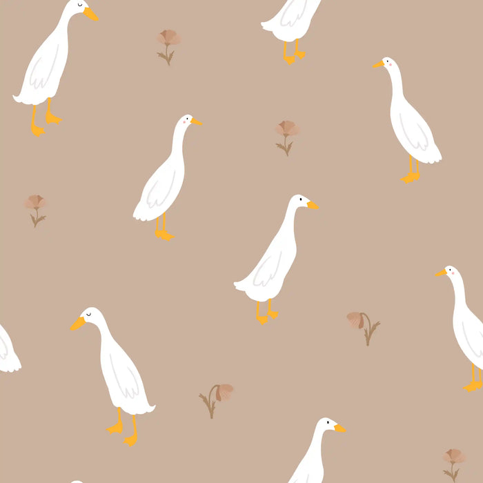 Goose and Flower Light Brown - Family Fabrics B.V.