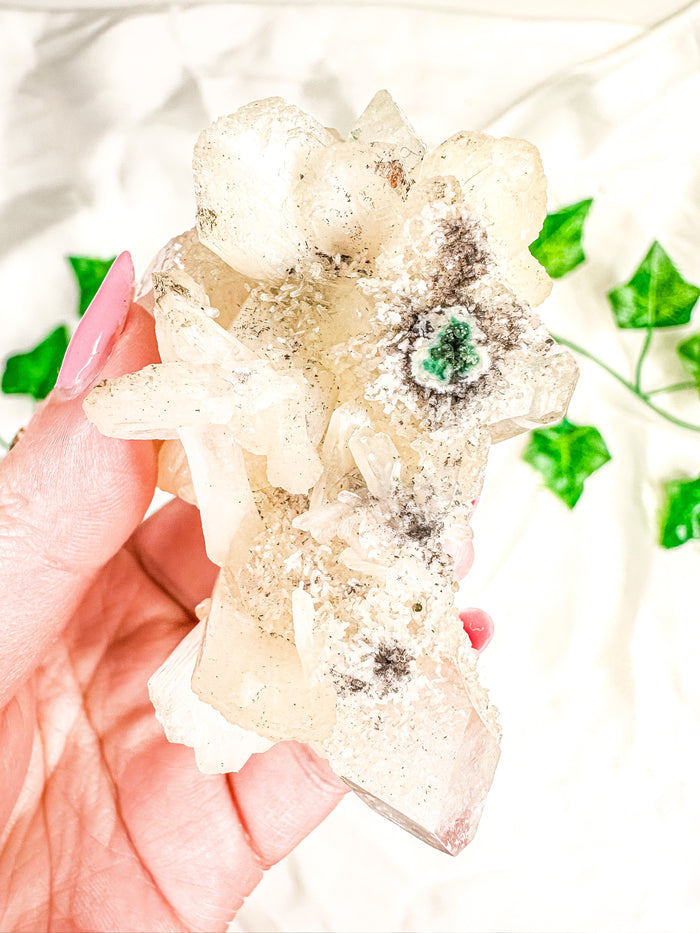 Green Apophyllite with Peach Stilbite Mineral Specimen #12