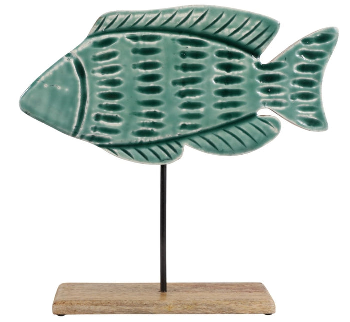 Green Wood Fish on Stand