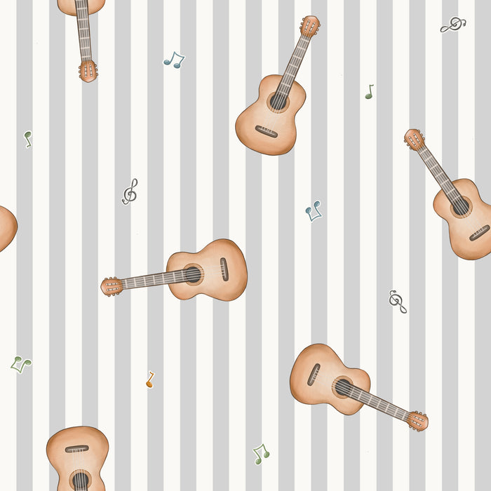 Guitar Tossed Grey Stripes - Family Fabrics B.V.