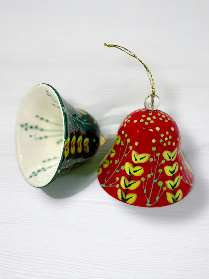 Hand-Painted Ceramic Holiday Bell Ornament – Potterswork