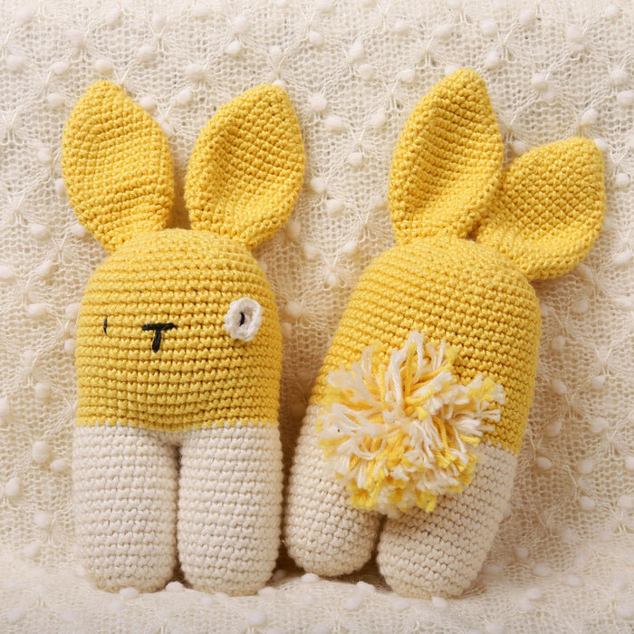 Happy Yellow Crochet Rattle - Bubblegum (0-6 Months)