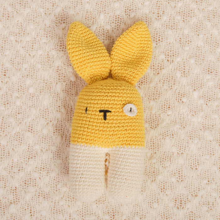 Happy Yellow Crochet Rattle - Bubblegum (0-6 Months)