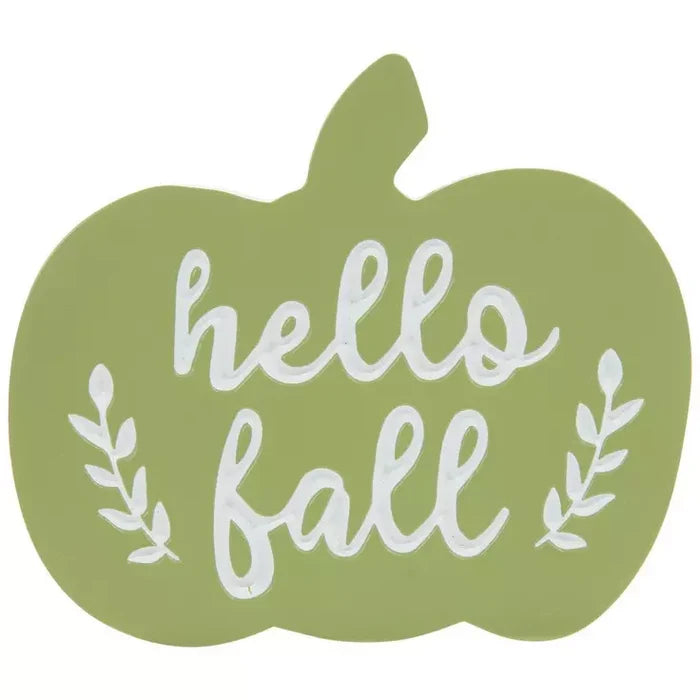 Hello Fall Pumpkin Wood Decor