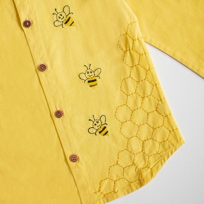 Honeycombed Bumblebee Embroidered Formal Shirt (1-8 Years)