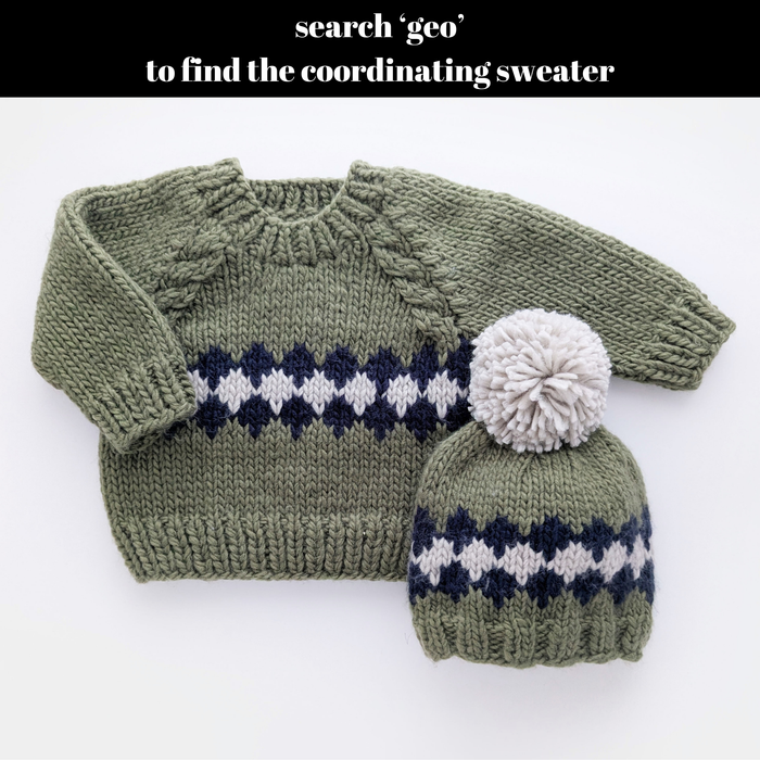 Huggalugs Beanie Hat in Green Geo