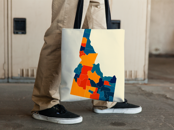 Idaho Map Tote Bag - ID Map Tote Bag 15x15