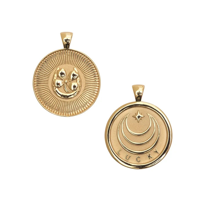Jane Winchester – Small "Lucky" Coin Pendant on Drawn Link Chain