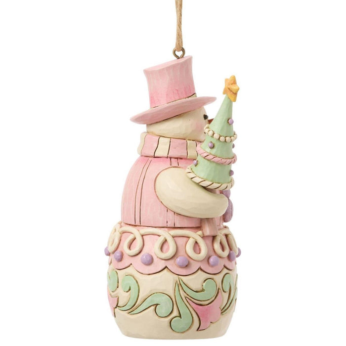 Jim Shore - Pink Sweets Snowman with Tree Christmas Ornament 6018897