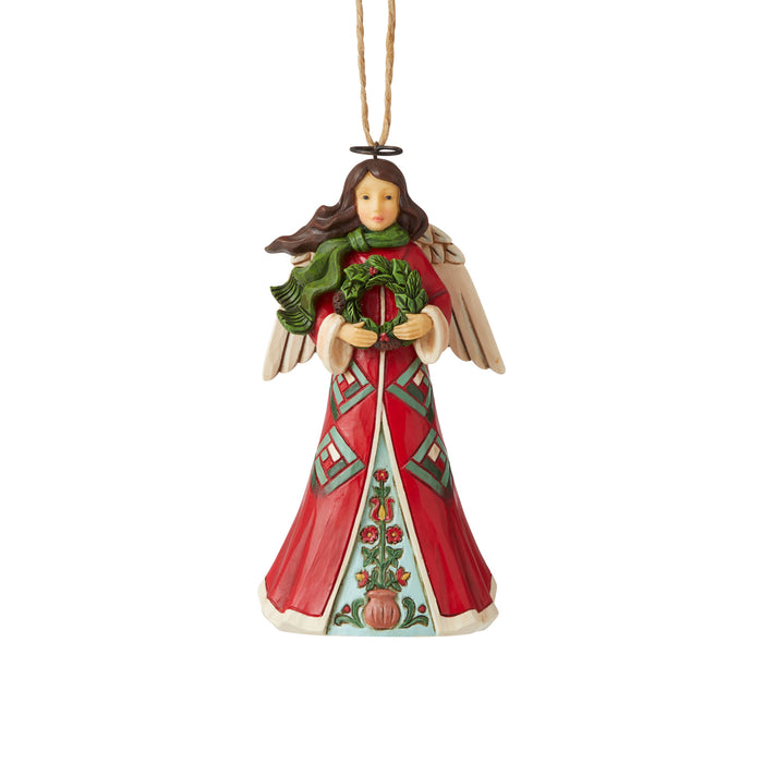 Jim Shore Heartwood Creek - Red & Green Angel Christmas Ornament 6006681