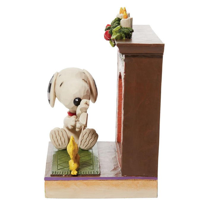 Jim Shore Peanuts - Snoopy Woodstock Fireplace Roast Marshmallow Figurine 6010325