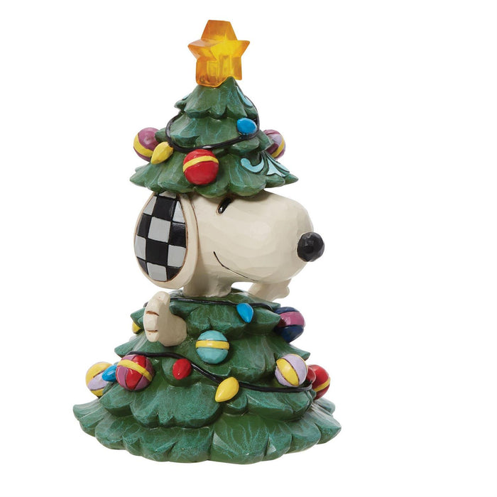 Jim Shore x Peanuts - Snoopy As Christmas Tree Lights Up LED Figurine 6013042