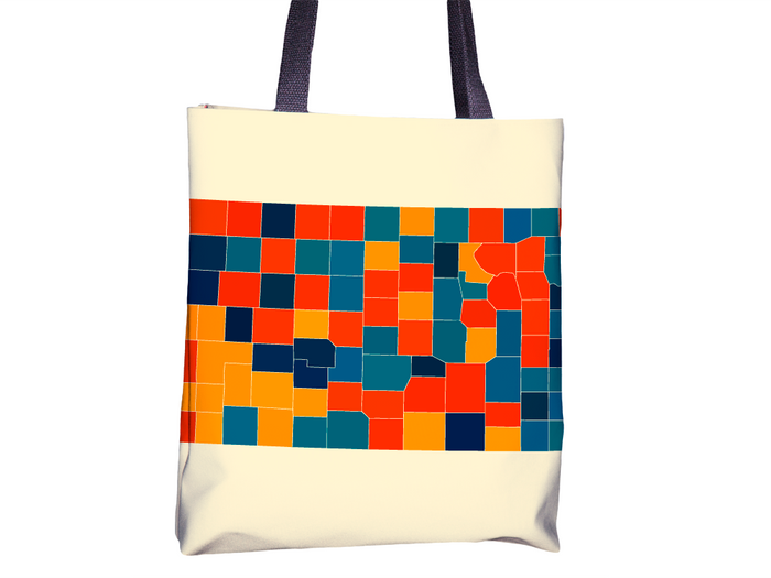 Kansas Map Tote Bag - KS Map Tote Bag 15x15