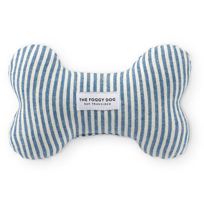 Lake Blue Stripe Dog Bone Squeaky Toy