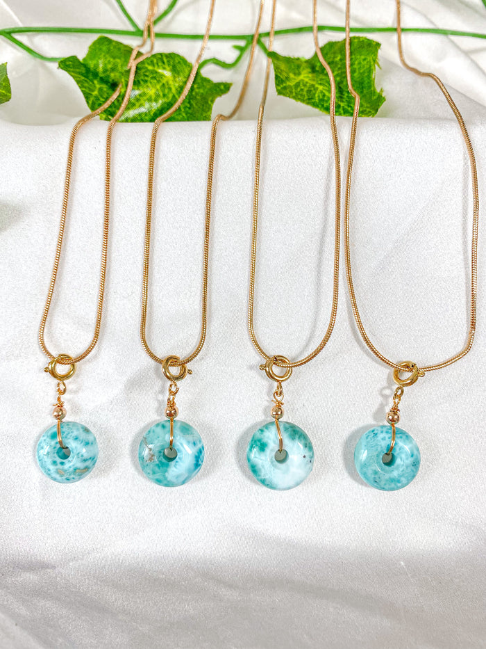 Larimar Donut Pendant Necklace