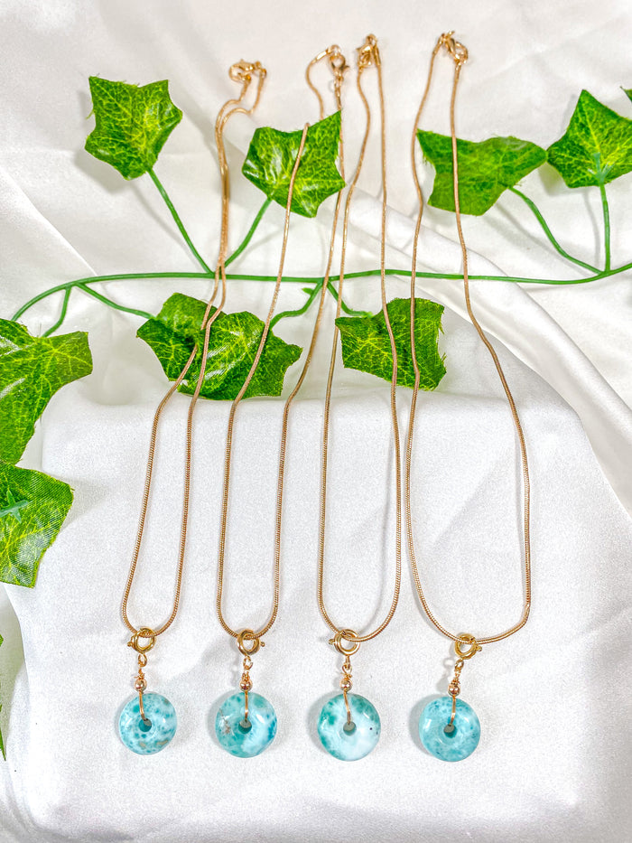 Larimar Donut Pendant Necklace