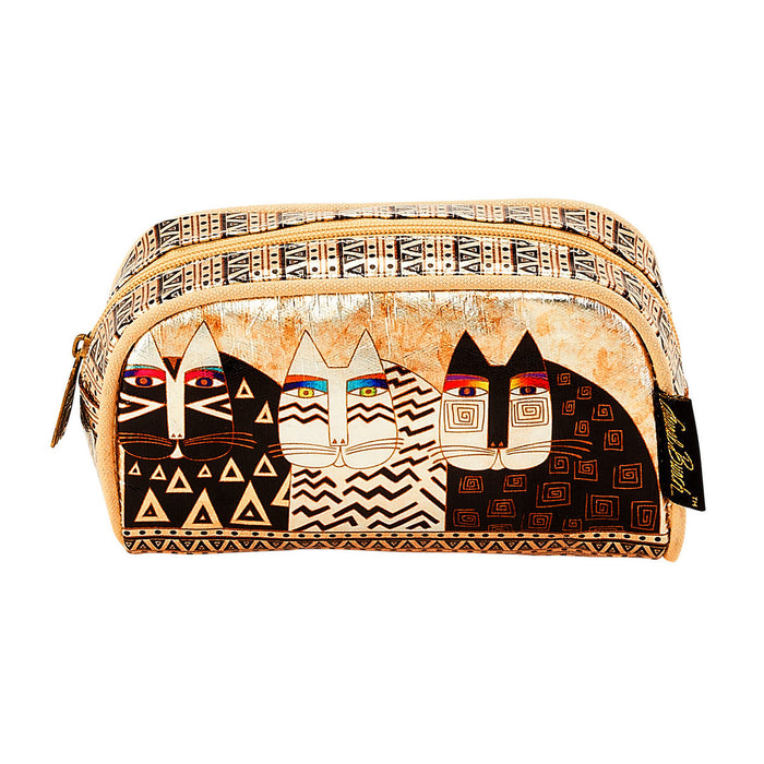 Laurel Burch - Foiled Floral Cats Cosmetic Bag (Cream & Black)