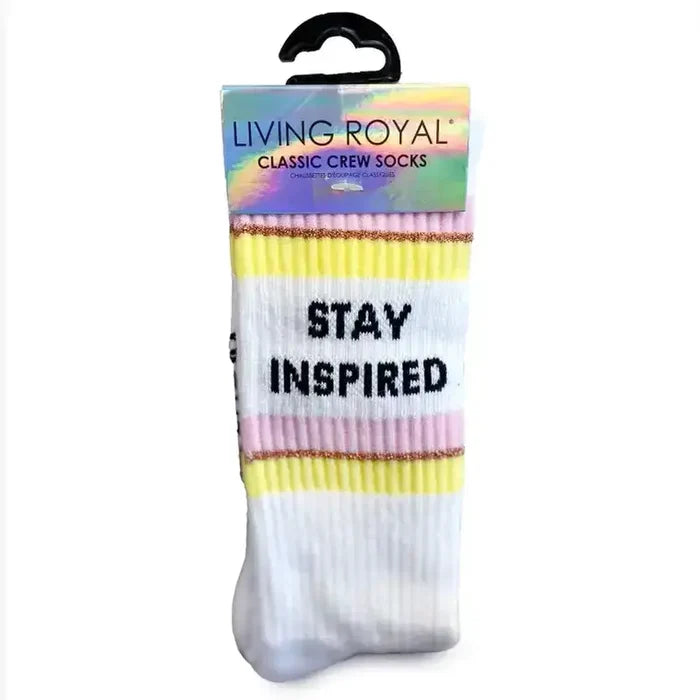 Living Royal Crew Socks - "Stay Inspired"