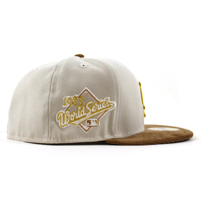 Los Angeles Dodgers 2022 5950 CORD VISOR New Era Fitted Hat (Corduroy Green Under Brim)