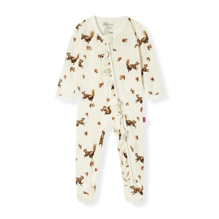 Luxe Stretch Ruffle Footed Romper Chipmunk