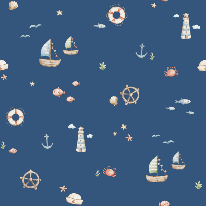 Marine Whimsy Blue - Family Fabrics B.V.