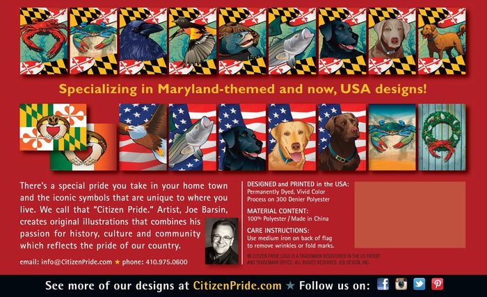 Maryland Blue Heron Coastal House Flag by Joe Barsin, header back