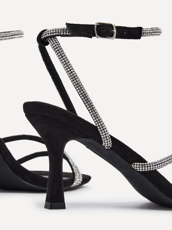 Mayfair Black Diamante Heeled Sandals