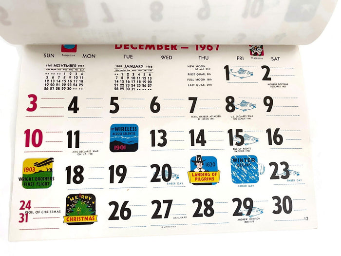 Midcentury Christmas 1967 Calendar at Duckwells