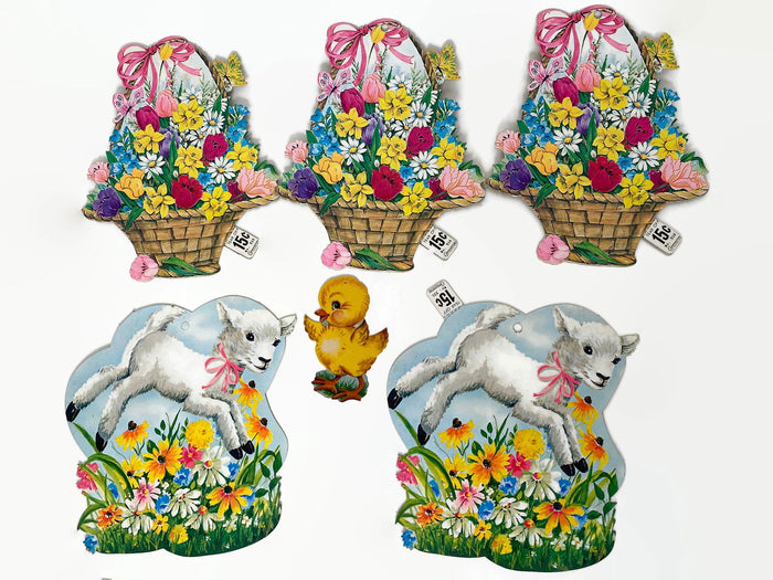 Midcentury Easter Cardboard Die Cuts Springtime Cut Outs at Duckwells