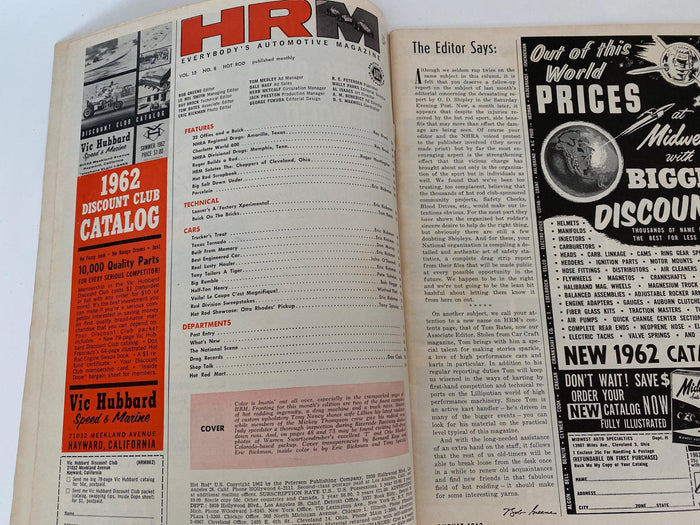 Midcentury Hot Rod Magazine August 1962 at Duckwells