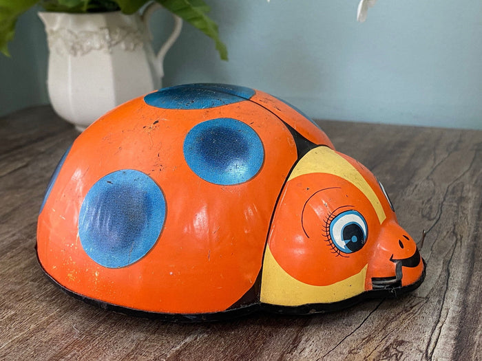 Midcentury Wind Up Tin Toy Ladybug Made in Japan at Duckwells