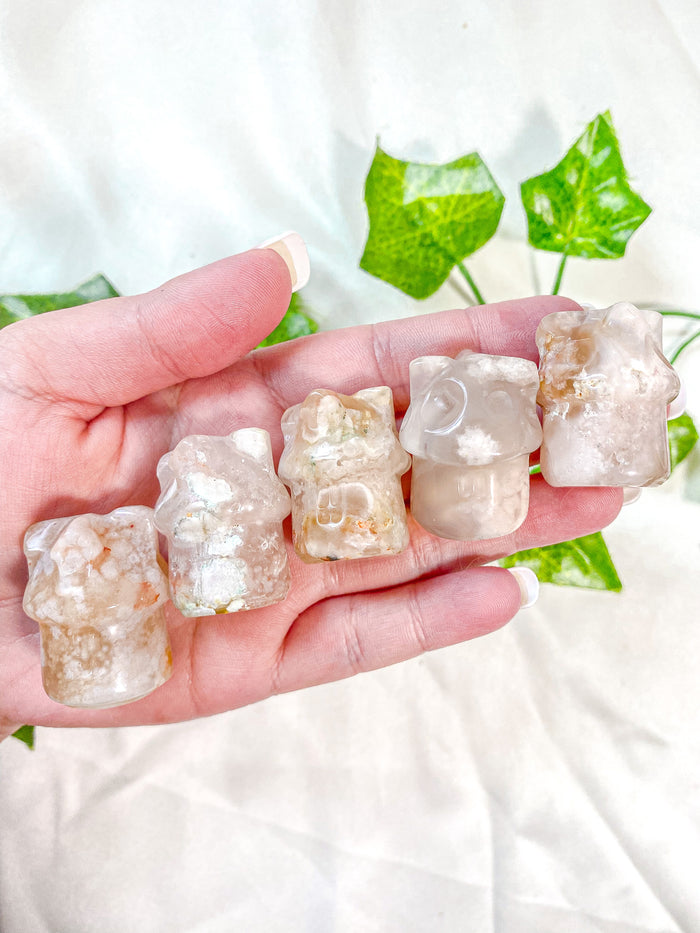 Mini Flower Agate Mushroom House