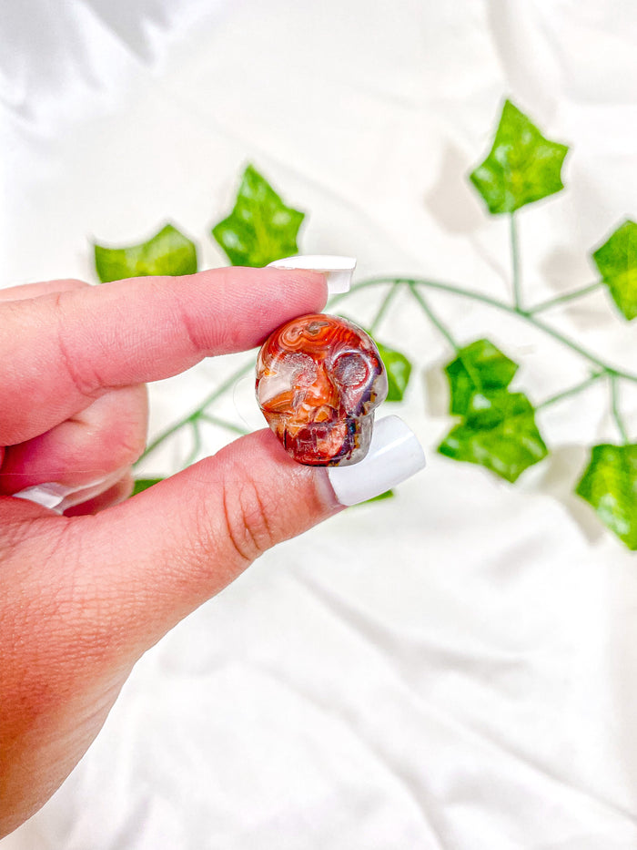 Mini Mexican Crazy Lace Agate Skull