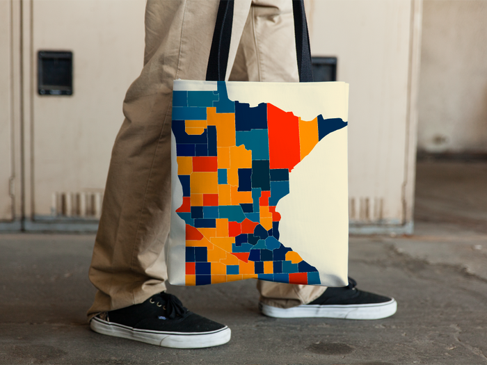 Minnesota Map Tote Bag - MN Map Tote Bag 15x15