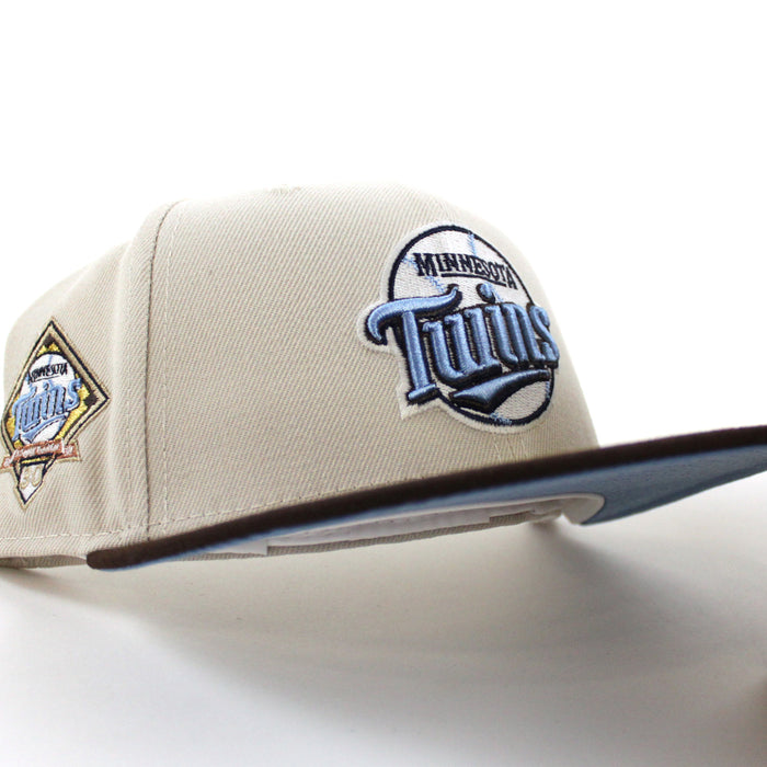 Minnesota Twins 30TH Anniversary New Era 59Fifty Fitted Hat (GITD Stone Gray Burnt-Wood Sky Blue Under Brim)