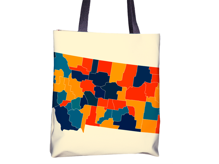 Montana Map Tote Bag - MT Map Tote Bag 15x15