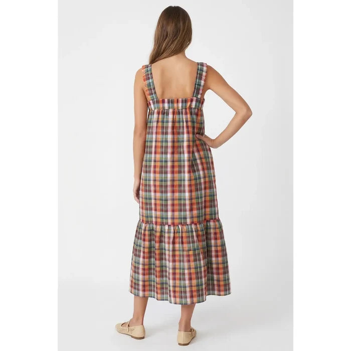 Multi Plaid Midi Dress