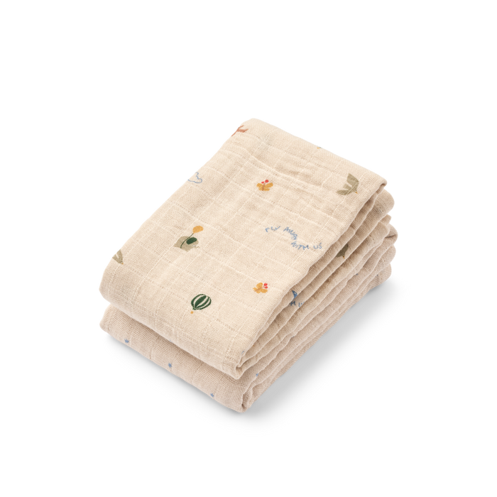 Liewood - Muslin Cloths - Set of 2 - Organic Cotton - Lewis - Star/Flying Mix