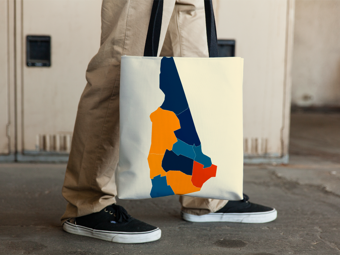 New Hampshire Map Tote Bag - NH Map Tote Bag 15x15