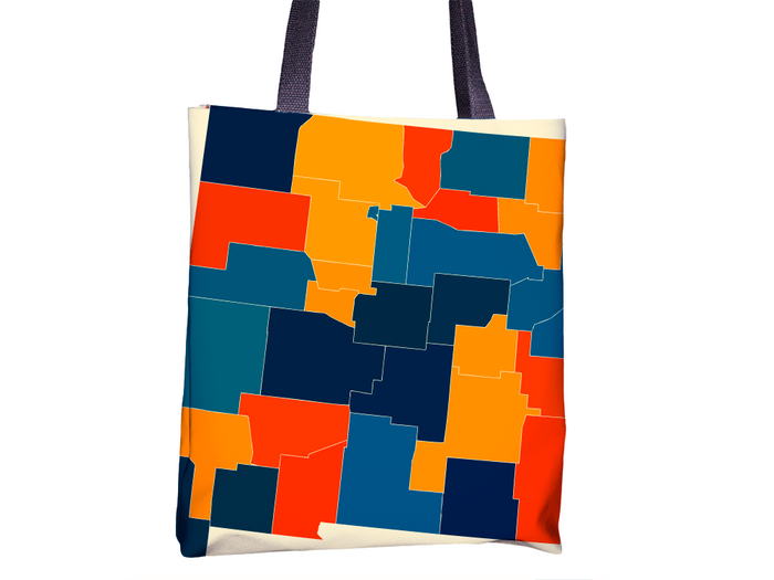 New Mexico Map Tote Bag - NM Map Tote Bag 15x15