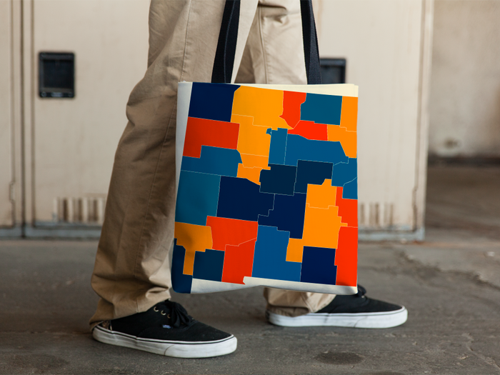 New Mexico Map Tote Bag - NM Map Tote Bag 15x15