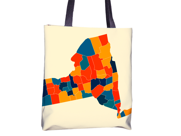 New York Map Tote Bag - NY Map Tote Bag 15x15