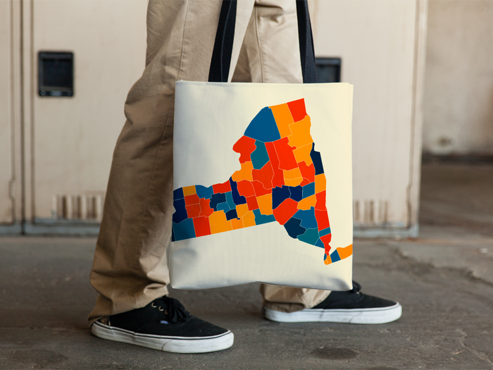 New York Map Tote Bag - NY Map Tote Bag 15x15