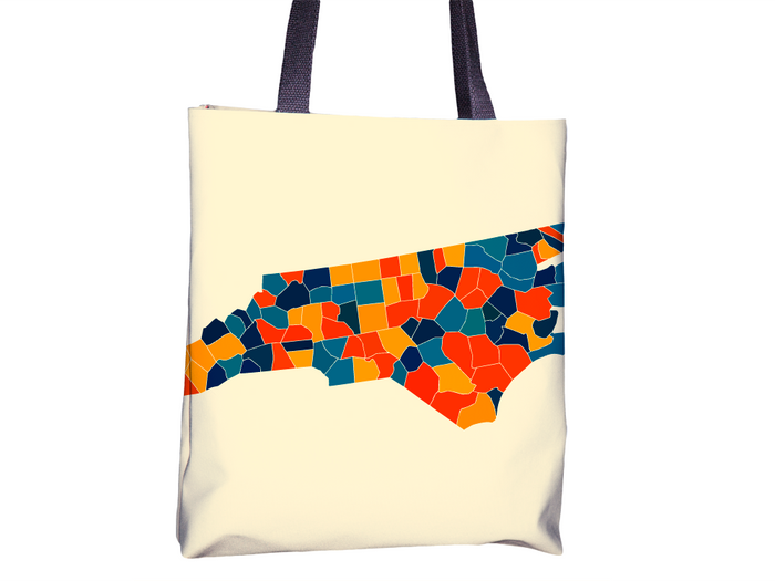 North Carolina Map Tote Bag - NC Map Tote Bag 15x15