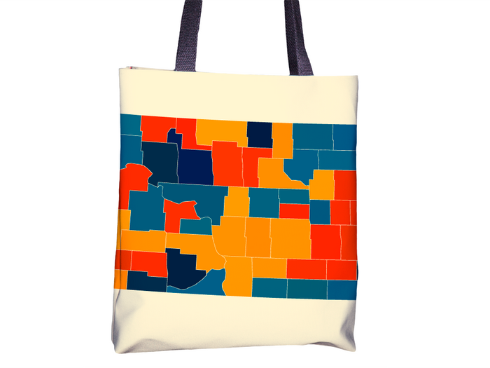 North Dakota Map Tote Bag - ND Map Tote Bag 15x15