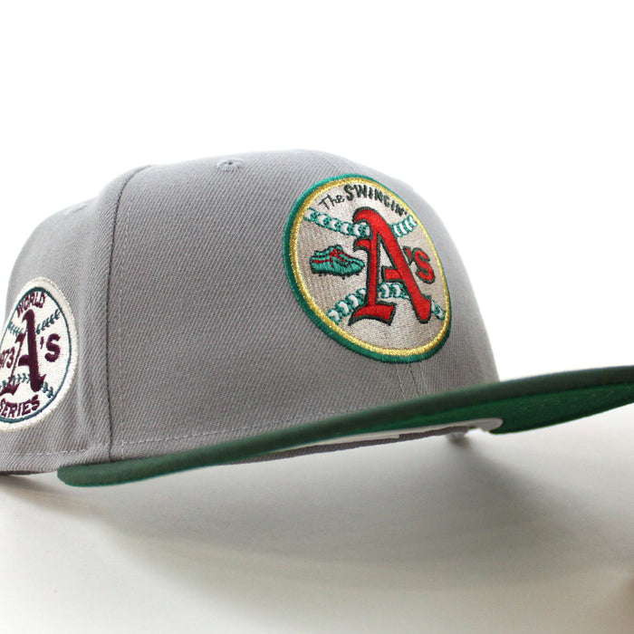 Oakland Athletics 1973 World Series New Era 59Fifty Fitted Hat (Gray Dark Green Green Under Brim)